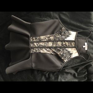 Black lace front top